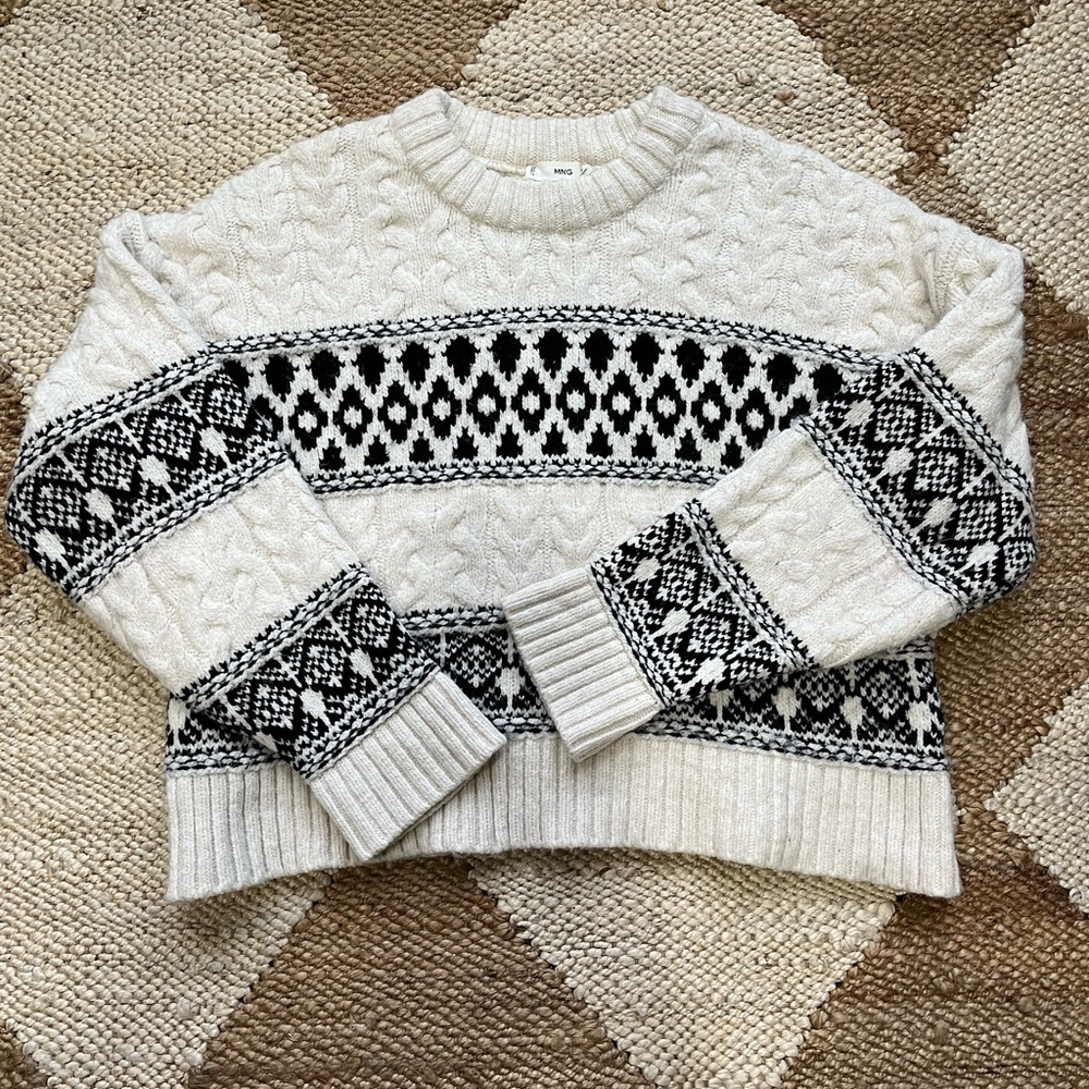 Mango Chunky Black and White Sweater - Size Large